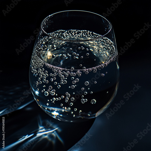 glass of water on black