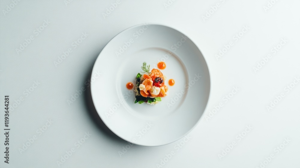 Gourmet Salmon Appetizer on White Plate: Elegant Culinary Presentation Gourmet Salmon Appetizer on White Plate: Elegant Culinary Presentation