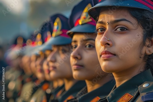 Obraz na płótnie Indian Lady Police Officers preparing for Republic Day parade in Kolkata. w salonie