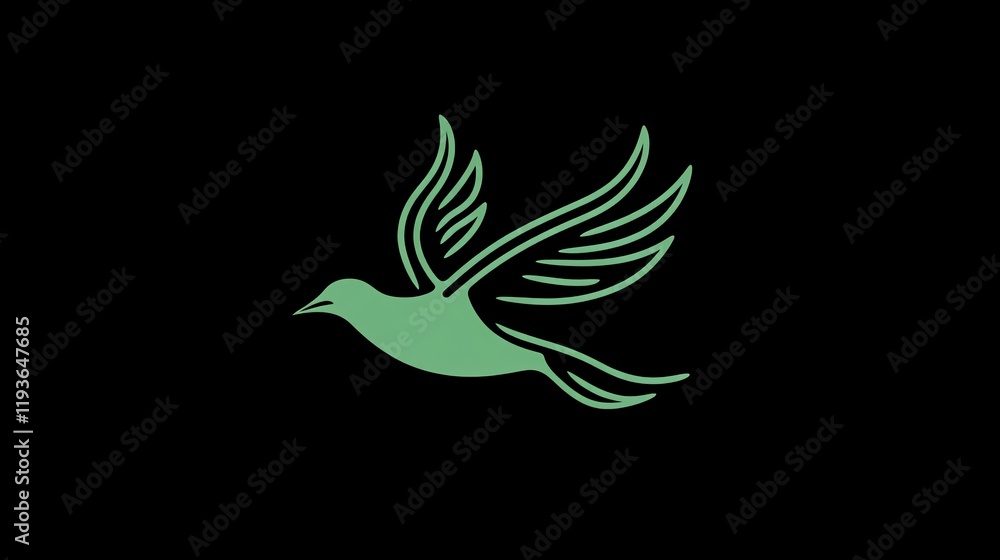A sleek green bird in mid-flight, showcasing elegant wings against a black background. A sleek green bird in mid-flight, showcasing elegant wings against a black background.