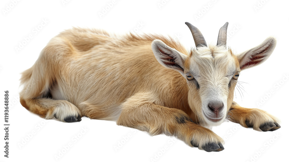 Fototapeta premium Calm goat on white background indoors