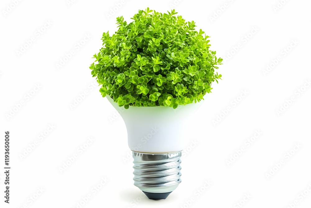 Iconic eco-friendly light bulb with greenery symbolizing sustainability