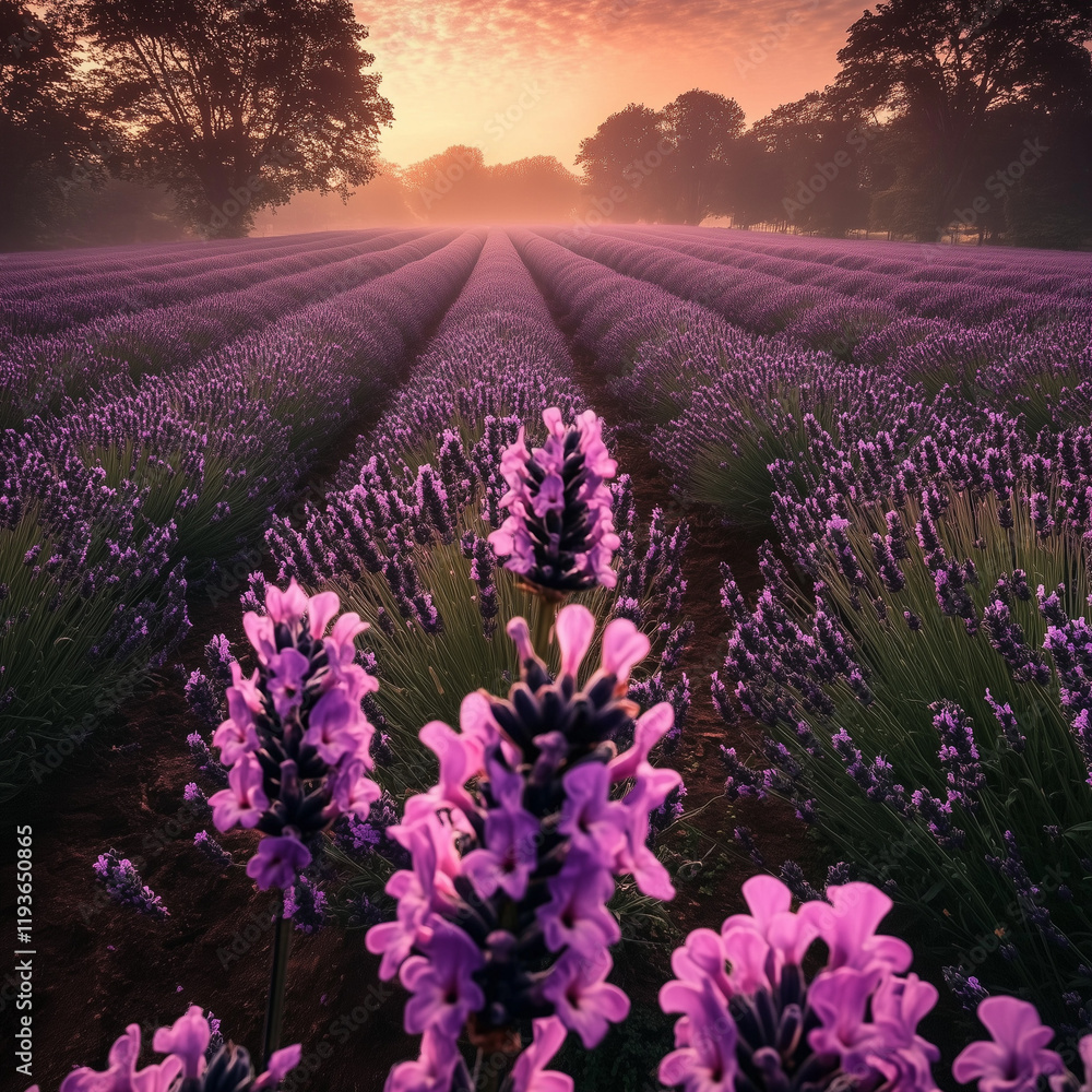 Obraz premium lavender field at sunset