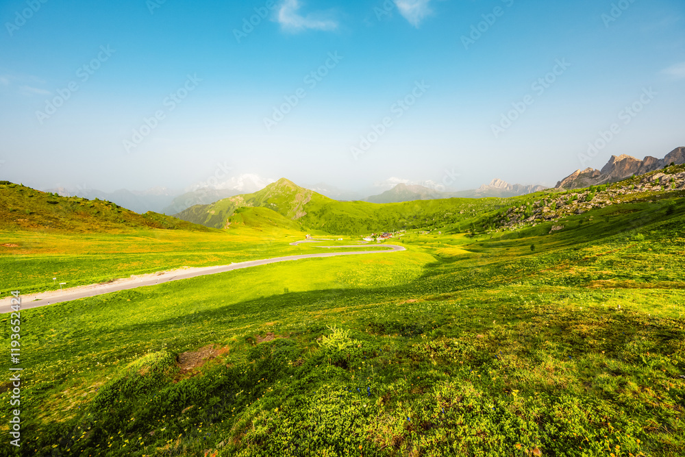 Fototapeta premium Ra Gusela Peak of Nuvolau group in the Italian Dolomites mountain at Giau Pass in South Tyrol Italy.