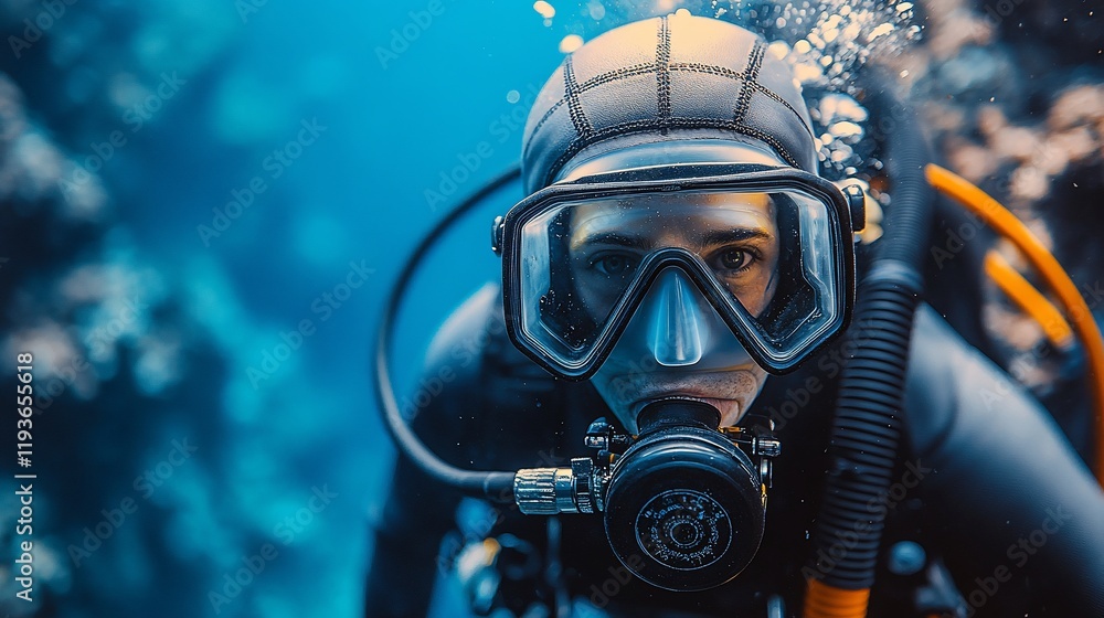 Underwater Dive: A Close Encounter with a Scuba Diver Underwater Dive: A Close Encounter with a Scuba Diver