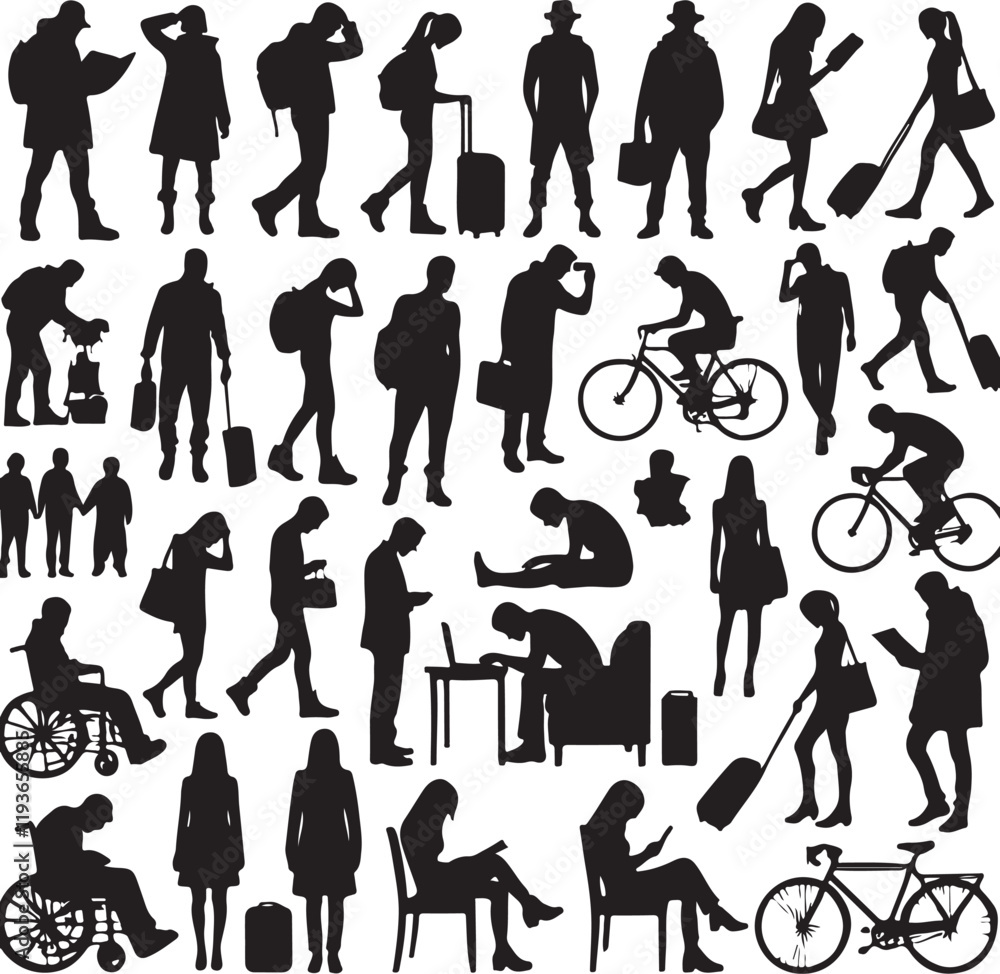 Fototapeta premium silhouettes of people