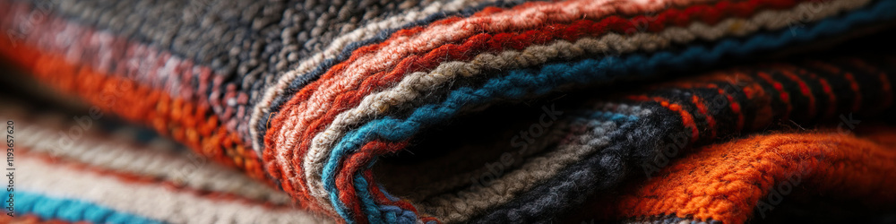 Close-up of Folded Multicolored Knit Textile Close-up of Folded Multicolored Knit Textile