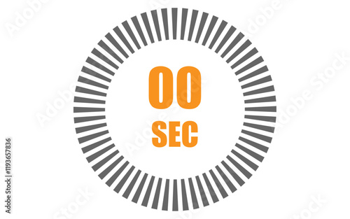 Zero second timer clock. 0 sec stopwatch icon countdown time digital stop chronometer