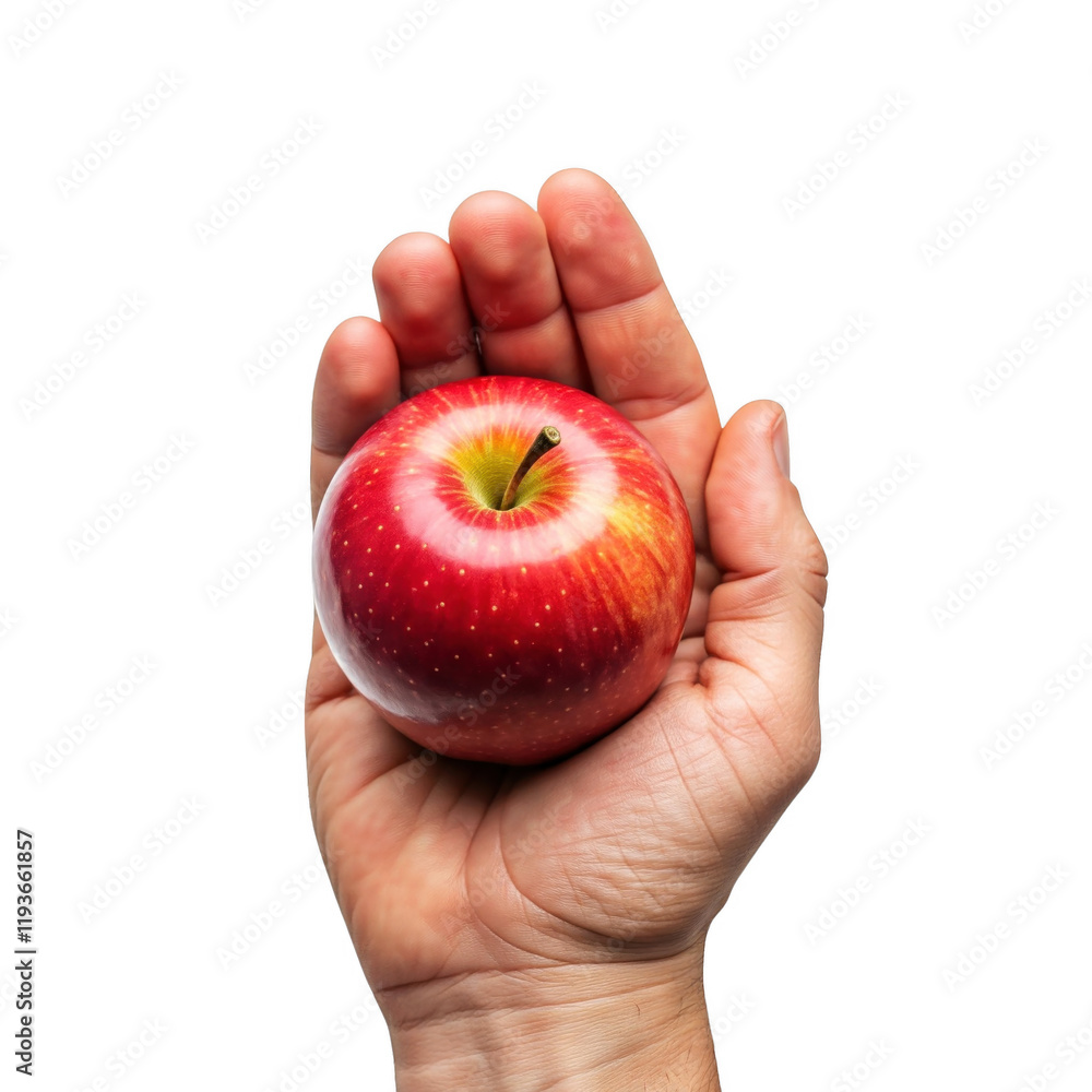 Apple in hand isolated on transparent background Apple in hand isolated on transparent background