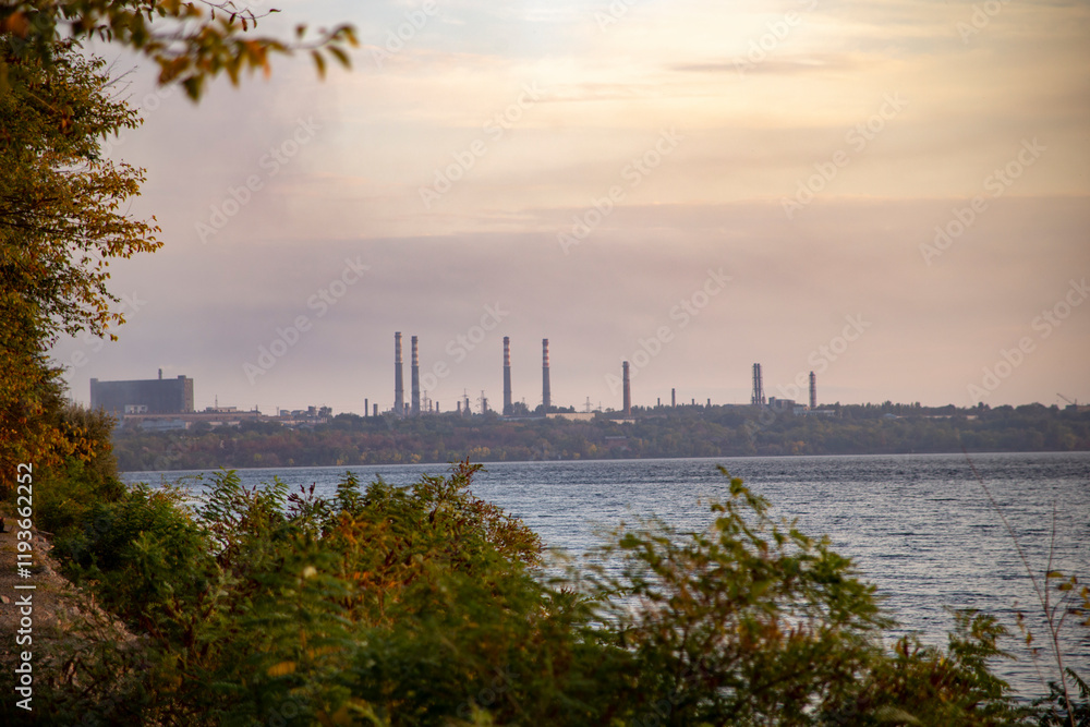 Fototapeta premium smoke in an industrial city