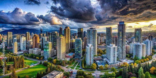 Panoramic Metrotown Cityscape Under Overcast Sky - Architectural Photography photo