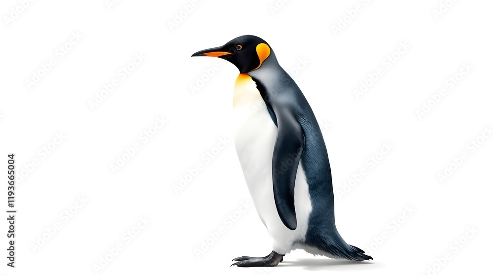 Obraz premium King Penguin on a white background, glowing