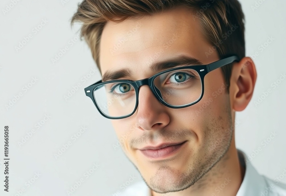 Male portrait with black glasses and calm expression Male portrait with black glasses and calm expression
