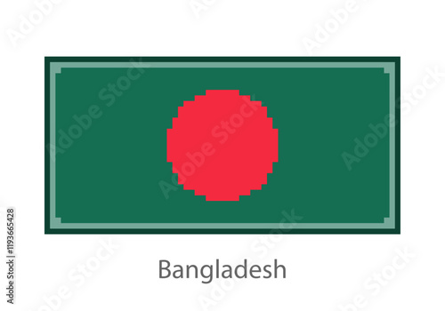 Vector illustration of the Bangladesh in pixel art or mosaic style on white background. Collection of flags of the countries of the world.
