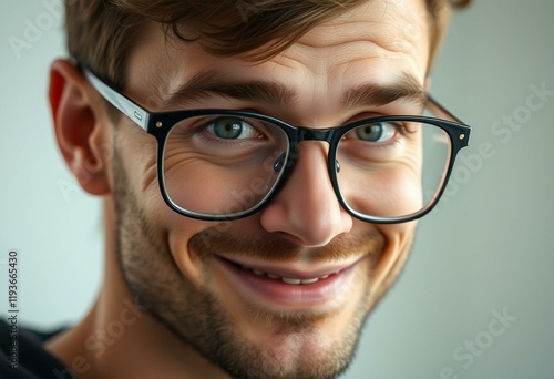 Portrait of a smiling male with glasses photo