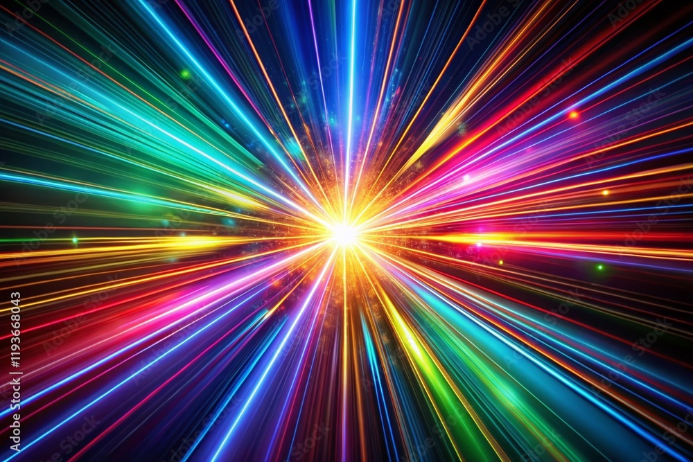 Panoramic Vibrant Light Beams Explosion - Abstract Energy Motion Background Panoramic Vibrant Light Beams Explosion - Abstract Energy Motion Background