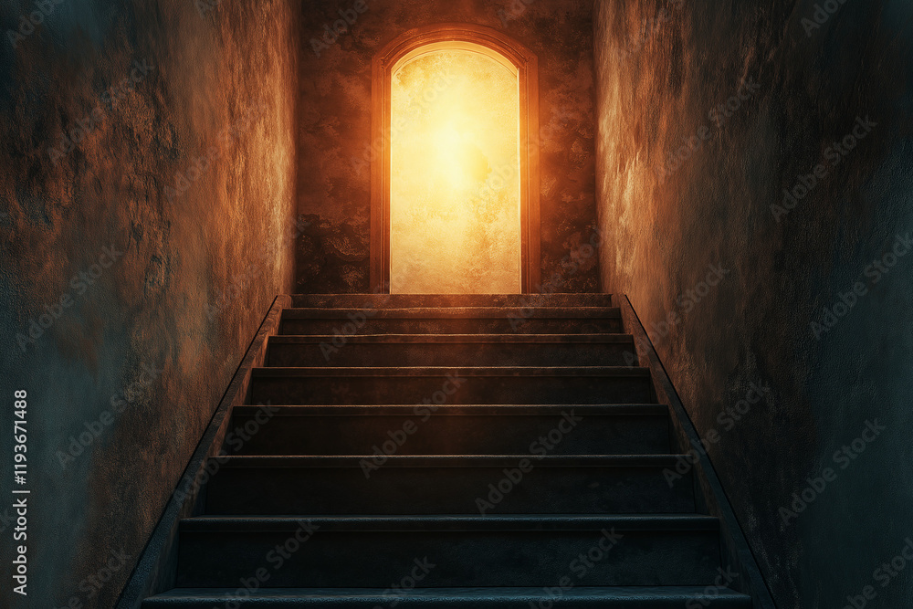 Fototapeta premium Stairway to Light: A Glowing Gateway to Possibilities