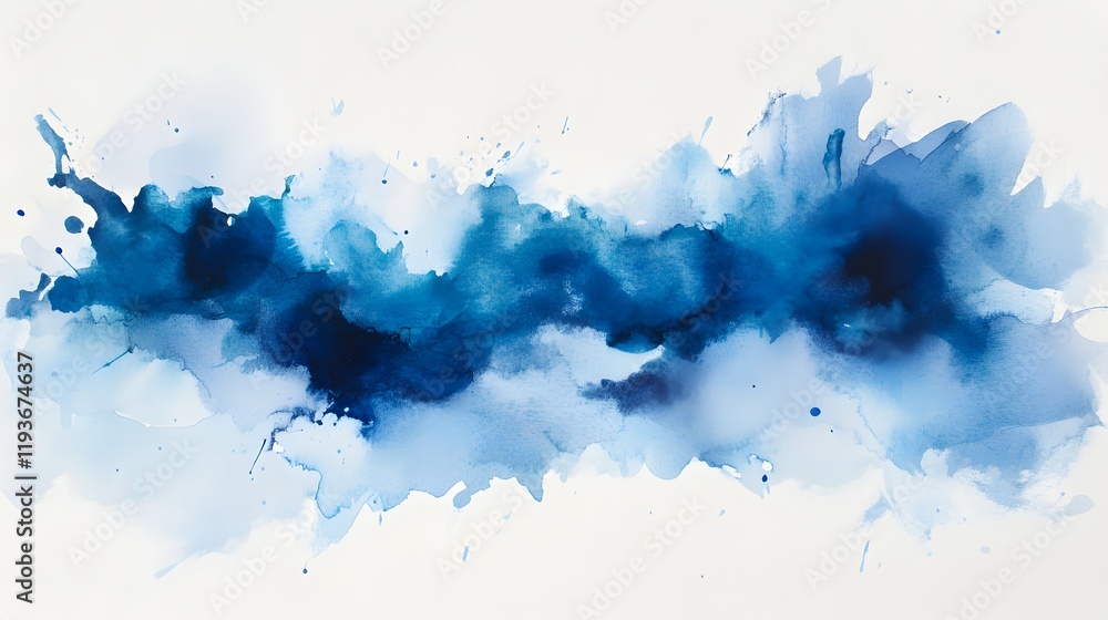 Obraz premium Abstract Blue Watercolor Wash Painting