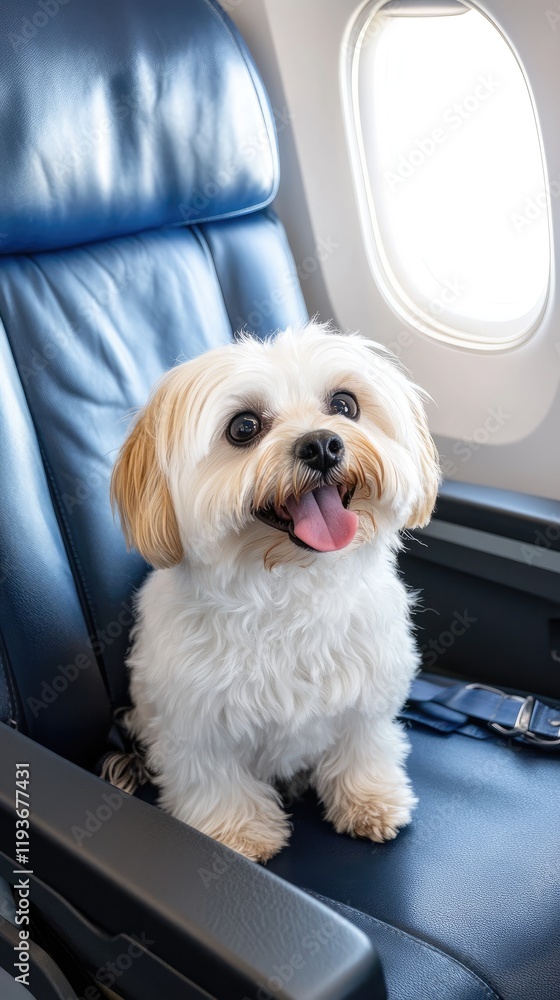 A joyful Shih Tzu shows its playful side while sitting on a leather chair in a vibrant, sunny bus, enjoying the moment A joyful Shih Tzu shows its playful side while sitting on a leather chair in a vibrant, sunny bus, enjoying the moment