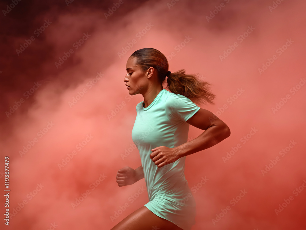 Athletic woman running through vibrant red smoke in a powerful fitness concept photo
Athletic woman running through vibrant red smoke in a powerful fitness concept photo