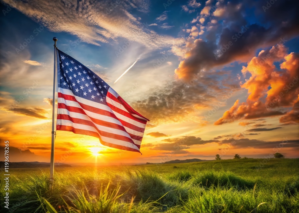 Obraz premium Patriotic Landscape Remembrance: Veterans Day Background for Tribute