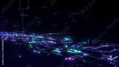 Data sorting. Artificial Intelligence. Big data visualization. 4k animation. 3d rendering.