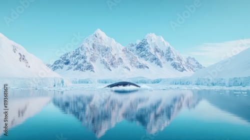 Wallpaper Mural Whale Diving in Arctic Waters with Snow-Capped Mountains Torontodigital.ca