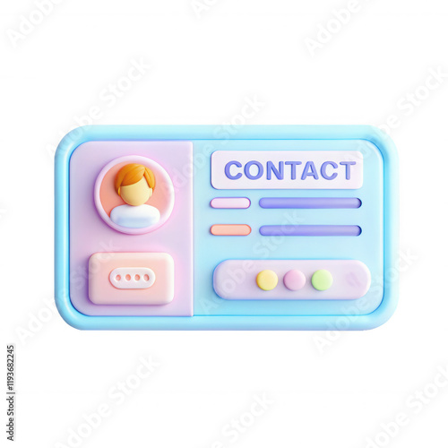 A colorful contact card illustration featuring abstract shapes and a placeholder for a profile avatar. This vibrant design showcases modern aesthetics. photo