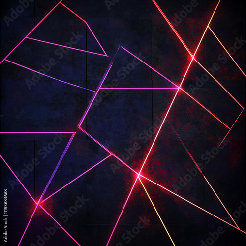 Neon Geometries: Glowing Lines Electrify Darkness photo