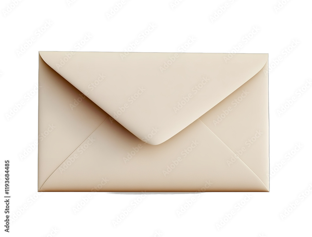 A beige envelope isolated on a white background with soft lighting and soft shadows no contrast and professional color grading. A beige envelope isolated on a white background with soft lighting and soft shadows no contrast and professional color grading.
