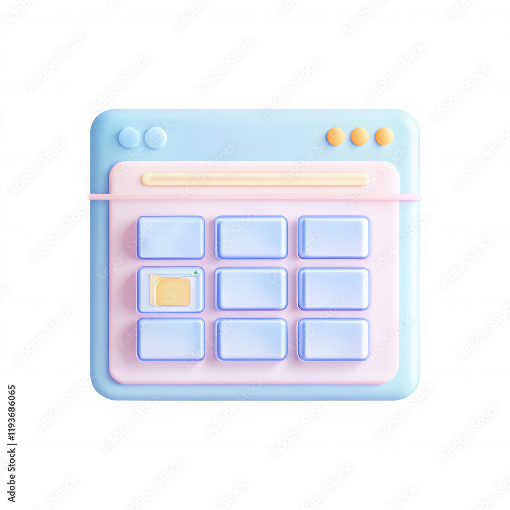 A vibrant 3D render of a calendar icon featuring pastel colors and playful shapes. Perfect for digital interfaces. A vibrant 3D render of a calendar icon featuring pastel colors and playful shapes. Perfect for digital interfaces.