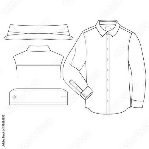 Long Sleeve Shirt Technical Drawing