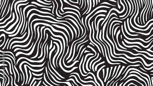 A pattern of swirling lines in black and white, creating an illusionary effect on the surface of water or glass. The design is reminiscent of zebra stripes, with the thick lines adding depth