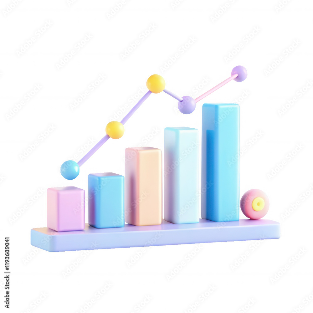 A colorful 3D graph made of pastel blocks and spheres, depicting data trends in a visually engaging way, showcasing creativity in design. A colorful 3D graph made of pastel blocks and spheres, depicting data trends in a visually engaging way, showcasing creativity in design.