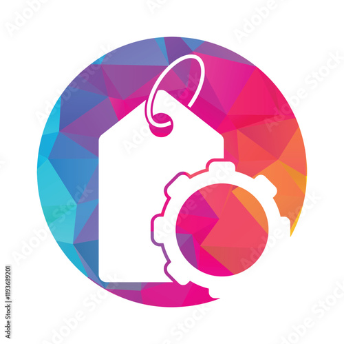 Gear Price Tag Logo vector illustration.