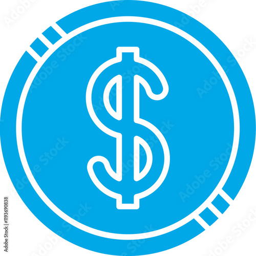 Dollar Coin icon single vector illustration