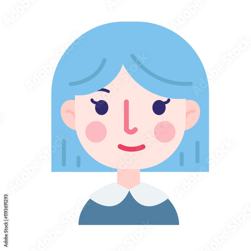 Colorful Hand-Drawn Flat Portrait of Human Character Vector Illustration Graphic Symbol