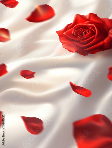 red rose petals on white
