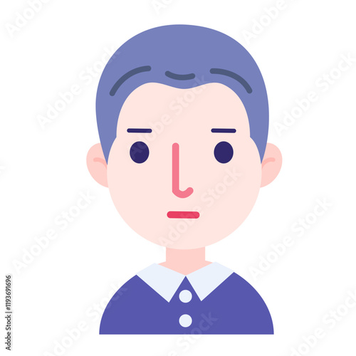 Colorful Hand-Drawn Flat Portrait of Human Character Vector Illustration Graphic Symbol