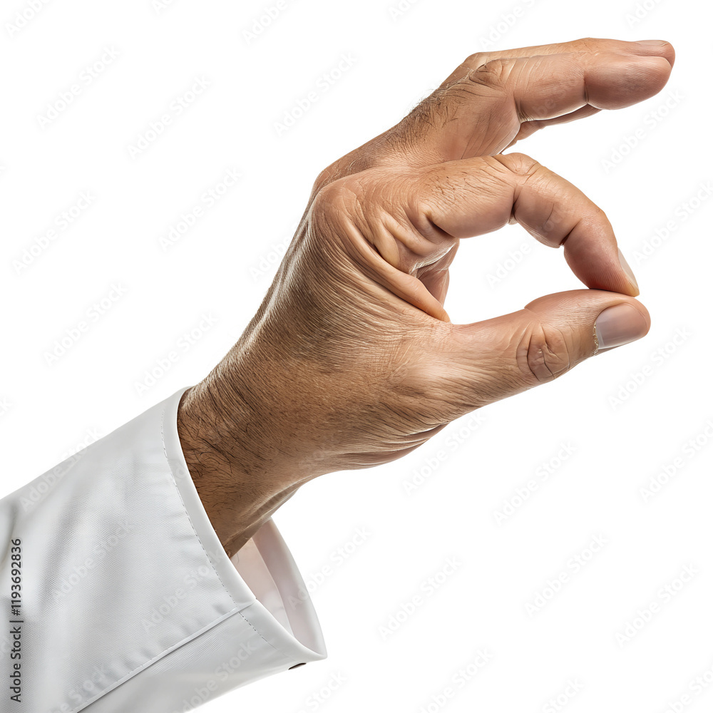 Fototapeta premium Hand showing pinch gesture isolated on transparent. PNG