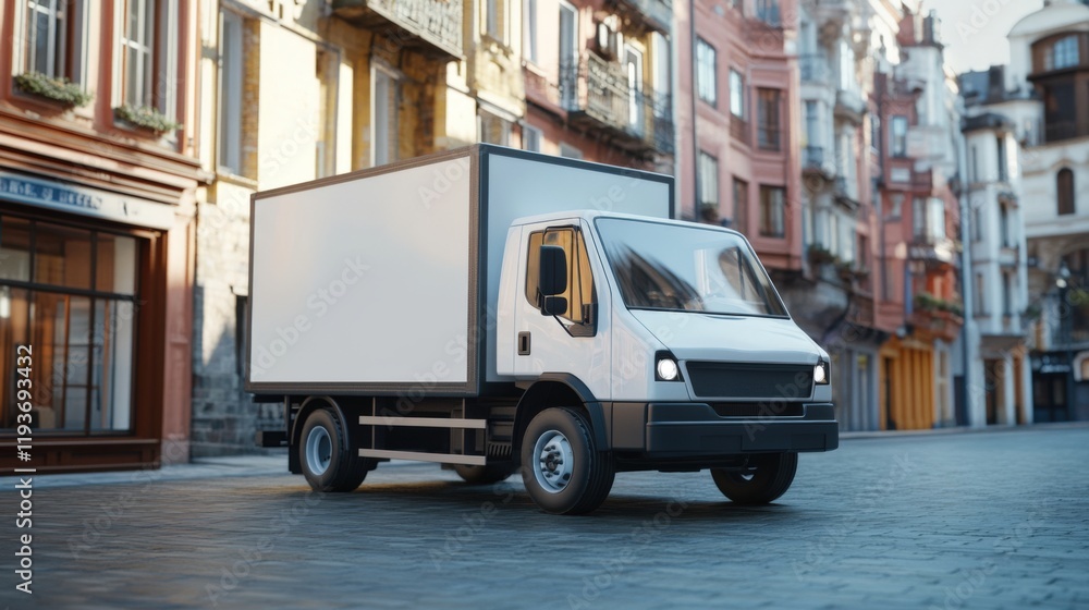 Fototapeta premium Advertising On A Delivery Truck Mock-up