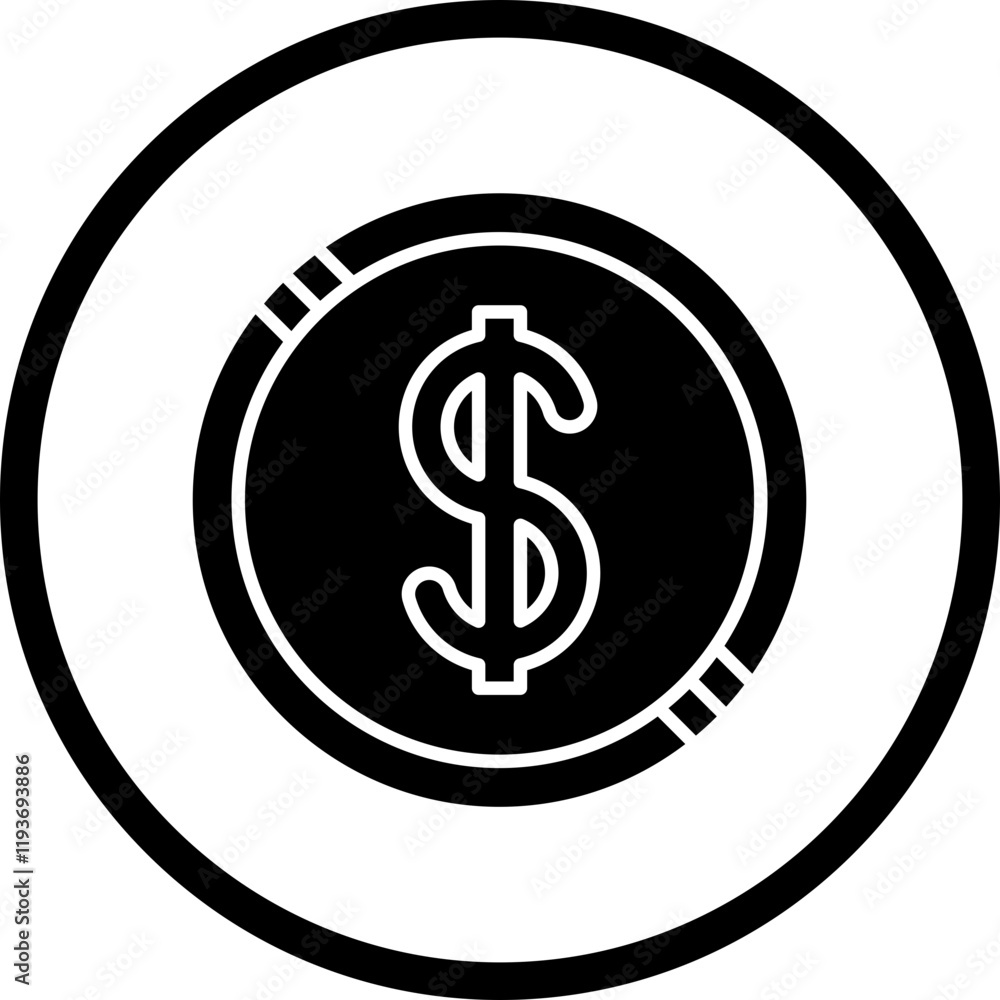 Dollar Coin icon single vector illustration Dollar Coin icon single vector illustration
