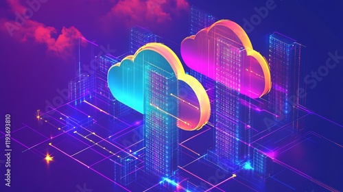 Vibrant representation of scalability solution visualized load balancing across cloud server photo