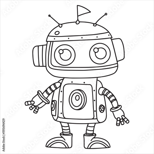 	
children's coloring book, cute robot. vector illustration in doodle style.