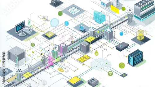 Wallpaper Mural Conceptual design of systems as interconnected ecosystems showcasing APIs and microservices enabling seamless integration Torontodigital.ca