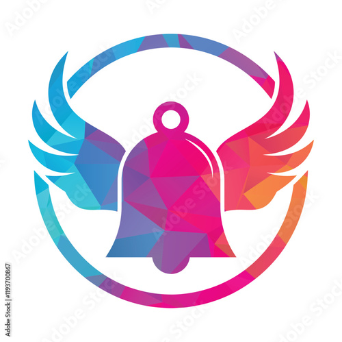 Bell logo with a pair of wings vector icon illustration design template