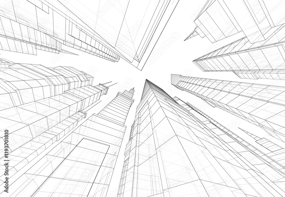 Fototapeta premium 3d rendering of modern office buildings in the city 