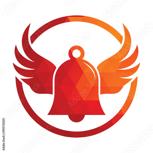 Bell logo with a pair of wings vector icon illustration design template