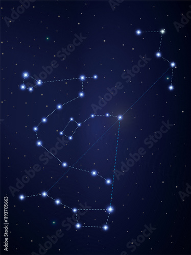 Constellations Ursa major , Ursa minor , Draco and Cassiopeja