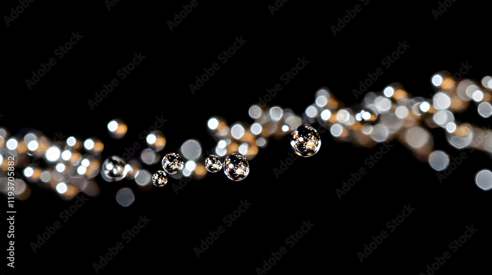 Tiny suspended droplets colliding in mid-air creating a sparkling chain reaction in zero gravity. Tiny suspended droplets colliding in mid-air creating a sparkling chain reaction in zero gravity.